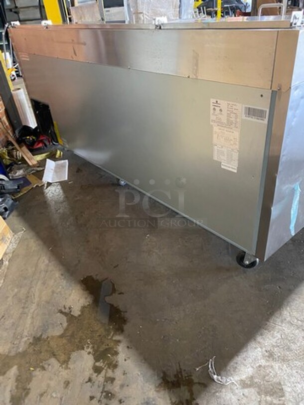 NICE! SCRATCH-N-DENT! Kelvinator Commercial Refrigerated Pizza Prep Table! With Commercial Cutting Board! With 3 Door Storage Space Underneath! All Stainless Steel! On Casters! Model: KCHPT9212 SN: 93610053 115V - Image 4 of 12