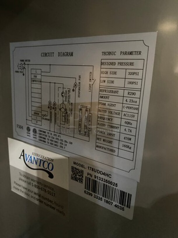 Late Model Avantco Commercial Refrigerated Kegerator! With 3 Door Storage Space Underneath! Also With Towers! Model: 178UDD4HC SN: 6299333518074035 115V - Image 8 of 9