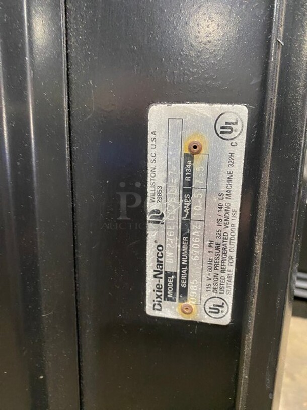 SWEET! Dixie Narco Metal Commercial Can Vending Machine w/ Cash and Coin Acceptor! MODEL DN276E SN:09856706AZ 115V 1PH  - Image 8 of 9