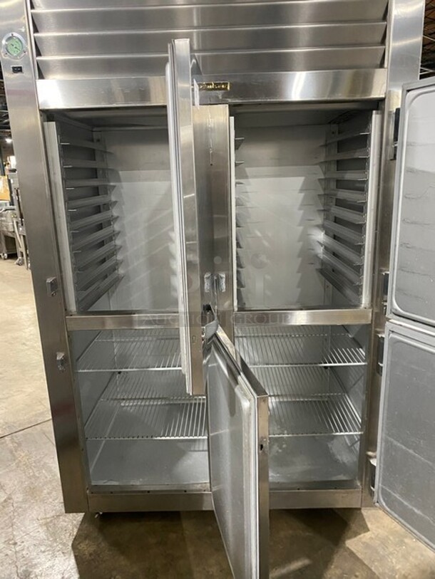NICE! Traulsen Commercial 4 Split Door Reach In Cooler! With Poly Coated Racks And Built In Pan Racks! All Stainless Steel! On Casters! Model: AHT232NUT122 SN: T722770L99 115V 1 Phase - Image 5 of 10