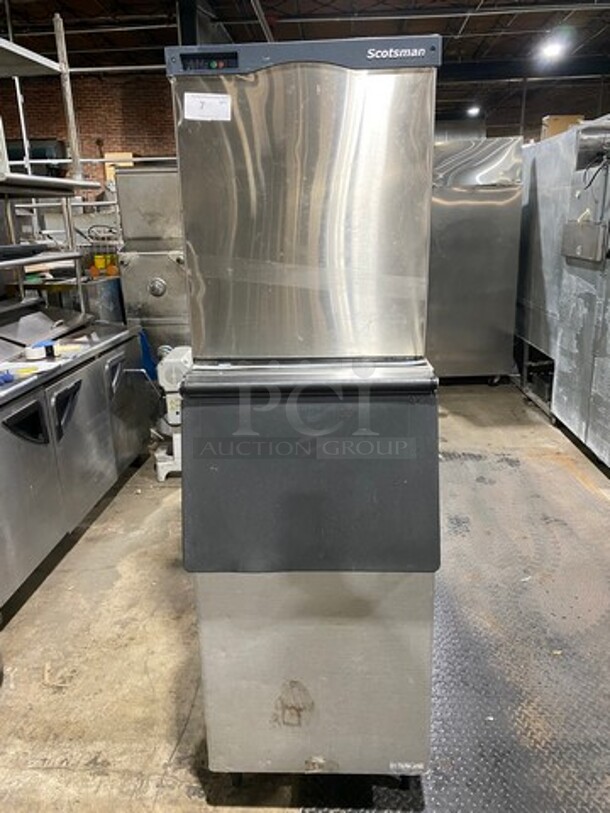 Scotsman Commercial Ice Maker Machine! With Commercial Ice Bin! All Stainless Steel! Legs! Model: N1322R32A SN: 12011320011599 208/230V 60HZ 1 Phase