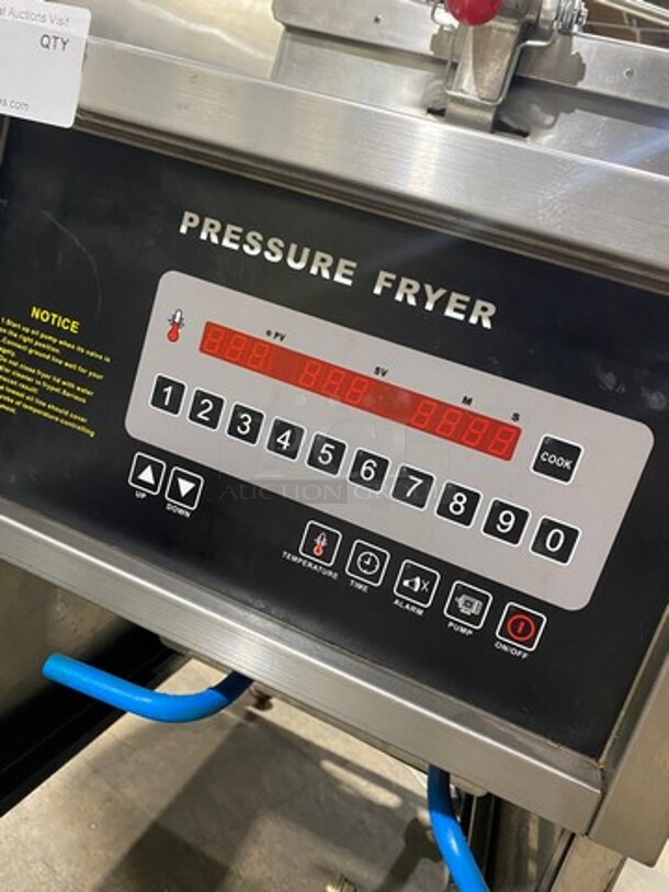 LATE MODEL! 2019 Shineho Equipment Electric Powered Pressure Fryer! With Metal Fryer Basket! All Stainless Steel! On Casters! Model: P007 220V 50HZ - Image 8 of 11