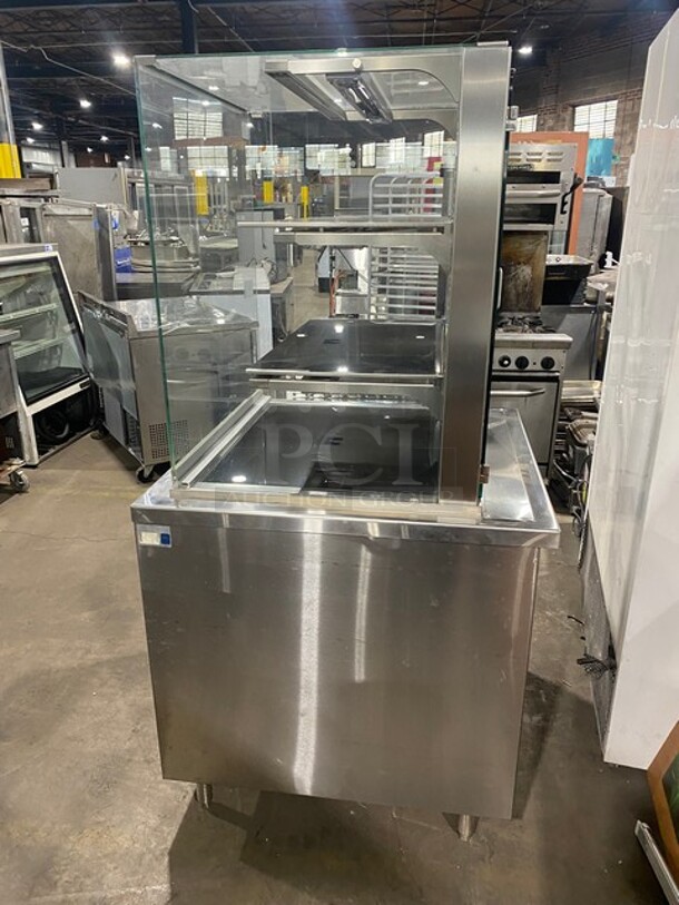 RPI Commercial Heated Display Case Merchandiser! Glass All Around! With Rear Access Doors! Stainless Steel Body! On Legs! WORKING WHEN REMOVED! Model: VIHD234RSQCC SN: 11197731 208/230V  - Image 3 of 8
