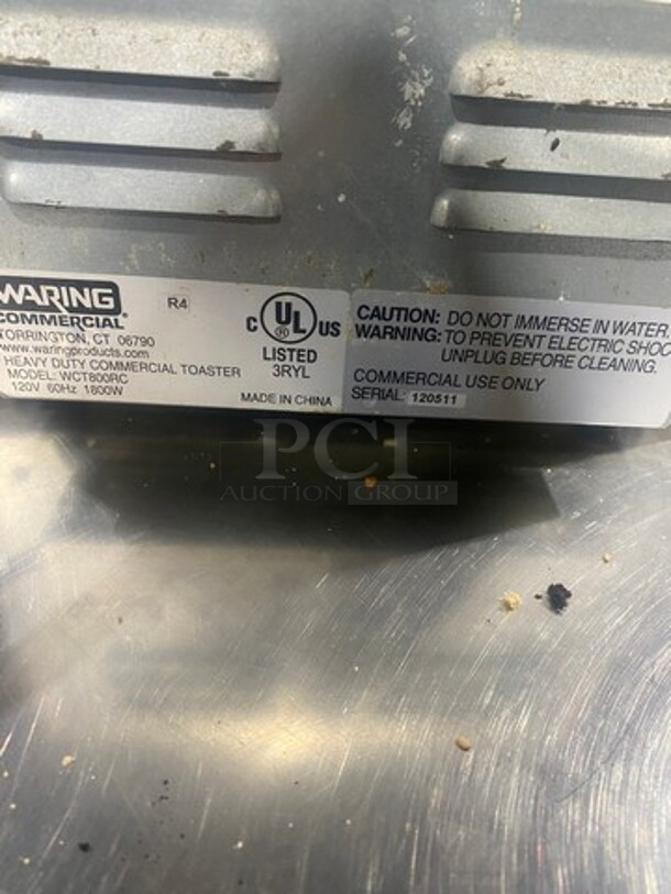 Waring Commercial Countertop Heavy Duty 4 Slot Toaster! Model: WCT800RC SN: 120511 120V - Image 7 of 8