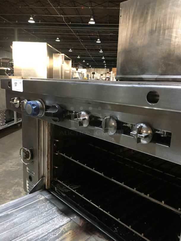 GREAT! Garland US Range Commercial Natural Gas Powered French Top/Hot Plate Stove! With Full Size Oven Underneath! With Metal Oven Racks! With Backsplash! All Stainless Steel! On Casters! - Image 8 of 9