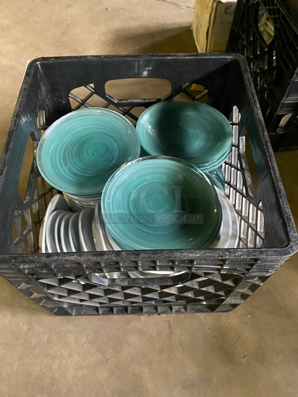 MISCELLANEOUS! Assorted Size And Style Dishware! Includes Black Poly Crates! 3x Your Bid! - Image 2 of 8