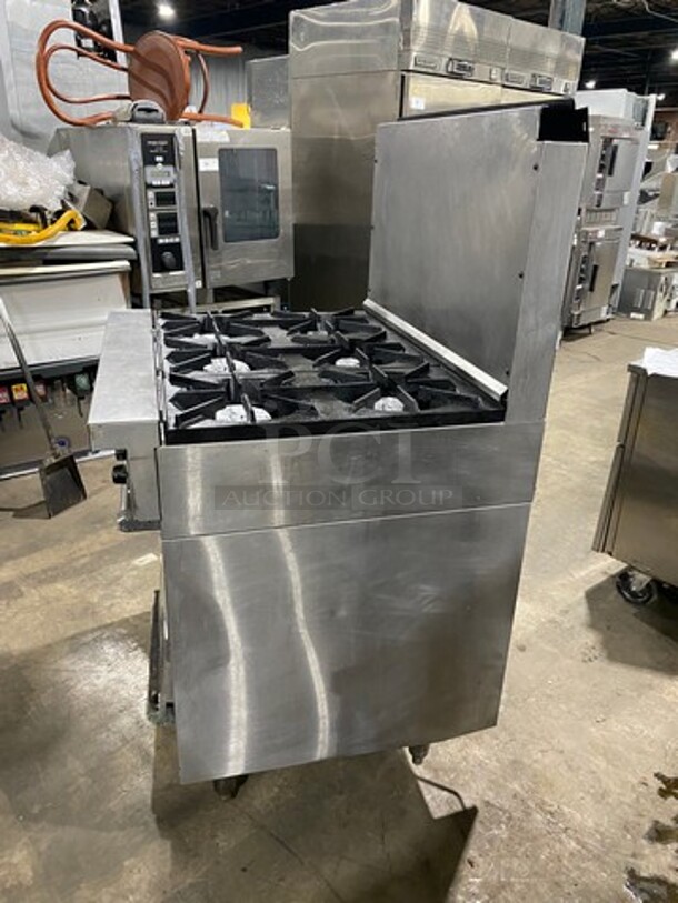 US Range Commercial Natural Gas Powered 6 Burner Stove! With Raised Back Splash! With Oven Underneath! All Stainless Steel! On Legs! - Image 2 of 9