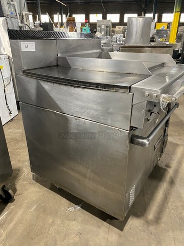NICE! Garland Commercial Natural Gas Powered Hot Plate With Right Side Flat Griddle! Griddle Has Side Splashes! With Back Splash! With Oven Underneath! All Stainless Steel! - Image 2 of 11