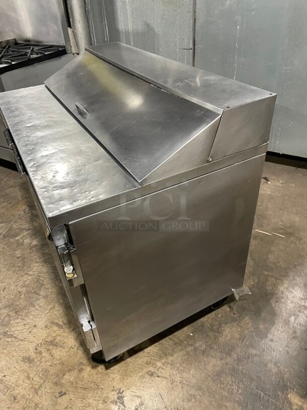 Beverage Air Commercial Refrigerated Sandwich Prep Table! With 2 Door Storage Space Underneath! All Stainless Steel! On Casters! Model: SP4812! 115V 1Phase! - Image 3 of 9