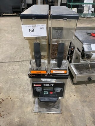 Bunn Commercial Countertop Dual Coffee Bean Grinder Machine! Stainless Steel Body! Model: MHG SN: MHG0017267 120V 60HZ 1 Phase