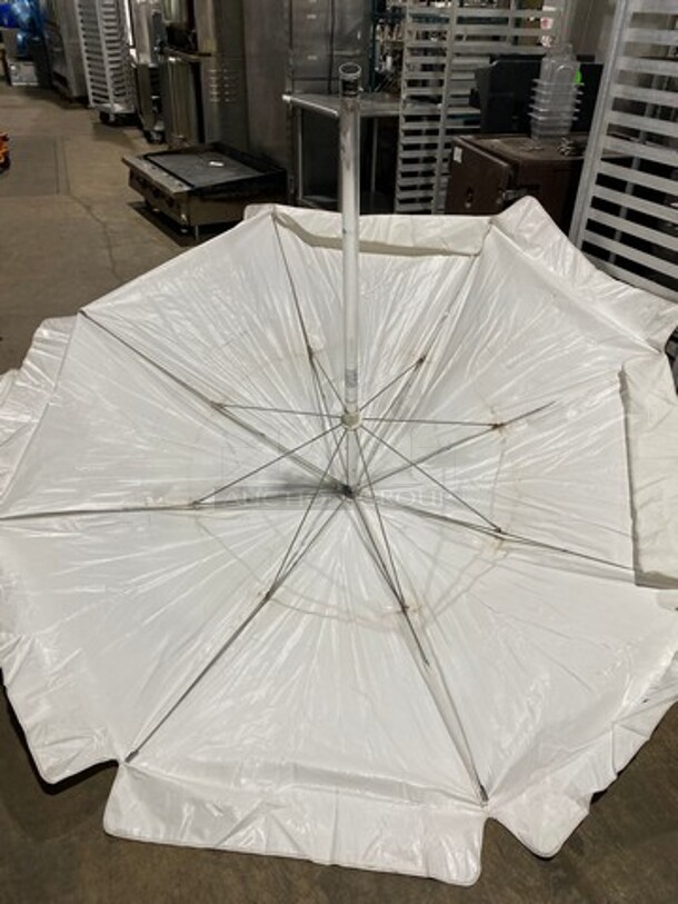 Party Time Plain White Patio Umbrella! With Pole! - Image 2 of 2
