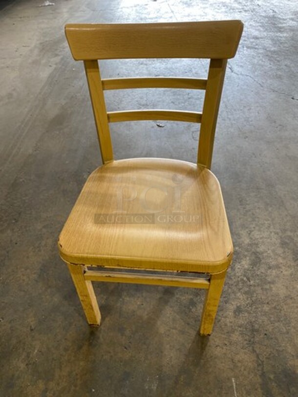 Brigadoon Heavy Duty Metal With Wooden Pattern Finish Dining Chairs! 3x Your Bid! - Image 2 of 9