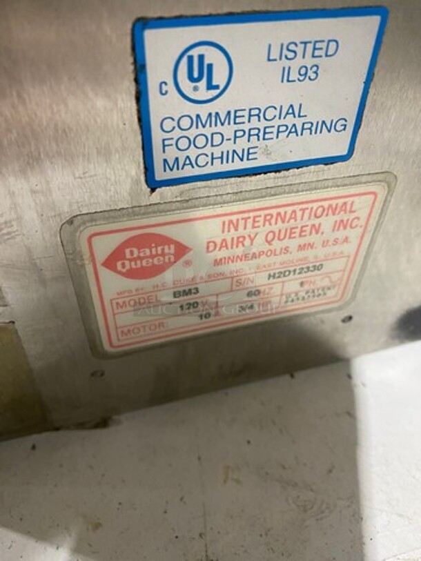 International Dairy Queen Commercial Countertop Blizzard Mixer! Solid Stainless Steel! Model: BM3 SN: H2D12330 120V 60HZ 1 Phase - Image 5 of 8