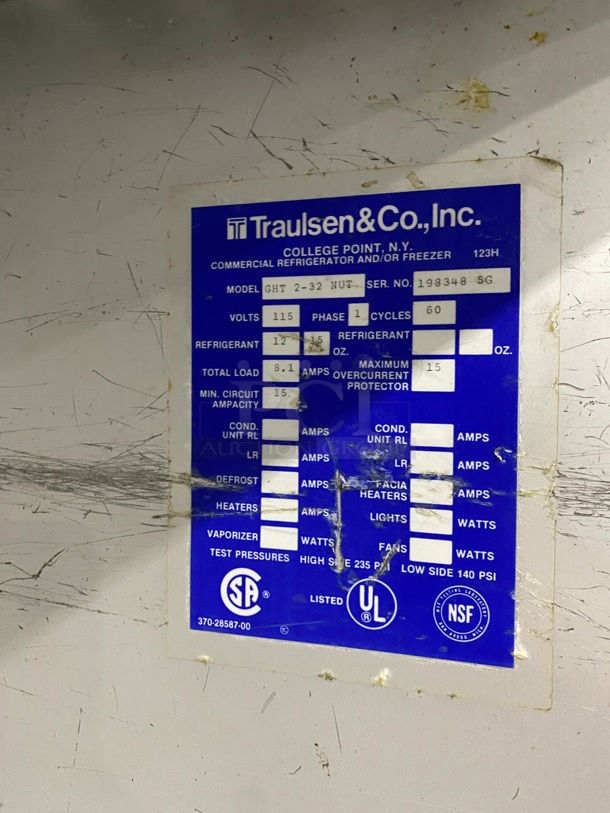 TRAULSEN Stainless Steel 2 Door Reach In Freezer! Model GHT-2-32 NUT Serial 1983485G 115V/60Hz/1 Phase  - Image 7 of 9