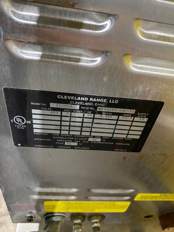 Cleveland Steam Craft Ultra 3 Commercial Electric Powered Single Door Steamer! With Underneath Storage! On Stainless Steel Stand! MODEL 21CET8 SN: WC8509504C01 480V 3PH - Image 5 of 10