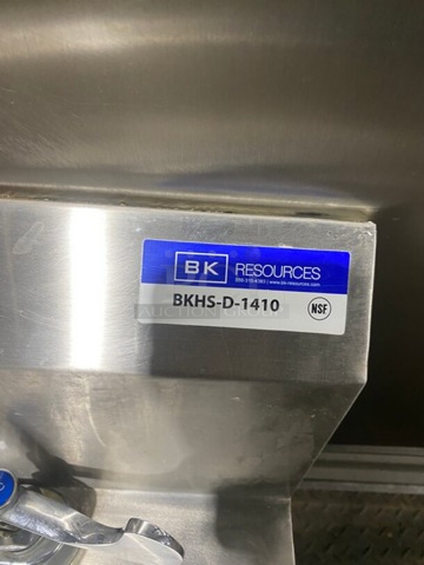 BK Resources Commercial Stainless Steel Hand Sink! With Back Splash! With Faucet And Handles! Model: BKHSD1410 - Image 8 of 8