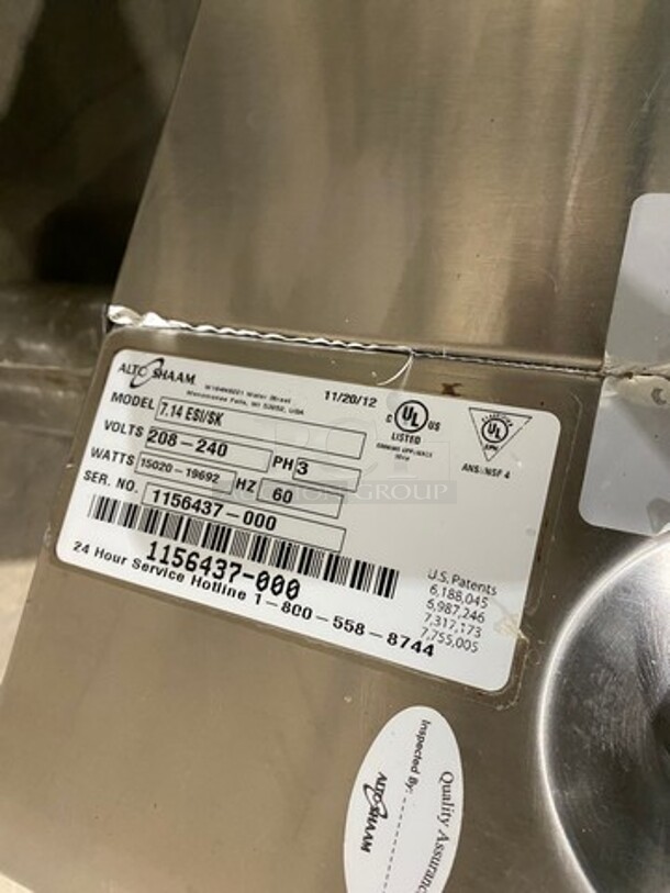 WOW! Alto Shaam Commercial Electric Powered Combitherm Convection Oven! With Metal Oven Racks! All Stainless Steel! On Small Legs! Model: 7.14ESISK SN: 1156437000 208/240V 3 Phase - Image 8 of 9