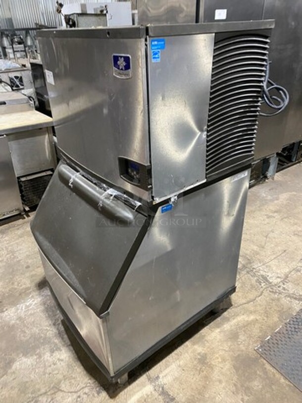 Manitowoc Commercial Ice Maker Machine! With Commercial Ice Bin! All Stainless Steel! On Legs! WORKING WHEN REMOVED! Model: ID0452A161 SN: 1120265199 115V 60HZ 1 Phase - Image 3 of 9