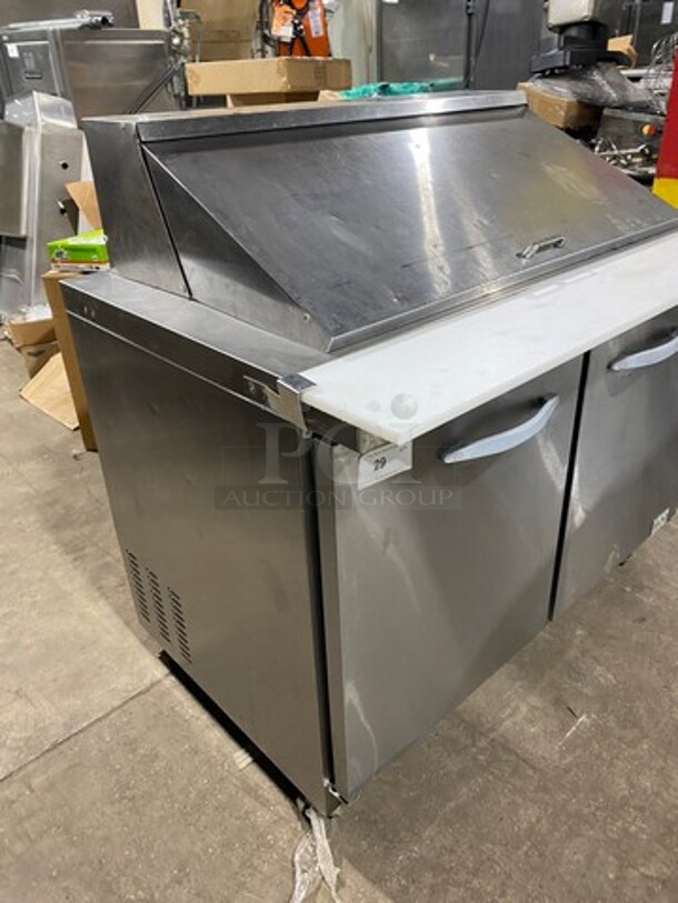 Kool It Commercial Refrigerated Sandwich Prep Table! With Commercial Cutting Board! With 2 Door Underneath Storage Space! All Stainless Steel! On Small Casters! Model: KSP48M SN: KSP48M7058040 115V 60HZ 1 Phase - Image 2 of 11