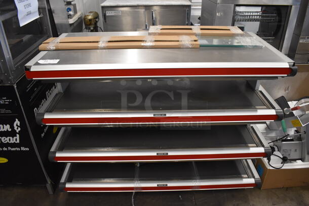 Metal Commercial Floor Style 3 Tier Warming Display Case Merchandiser. 250 Volts, 3 Phase. 54x27x40