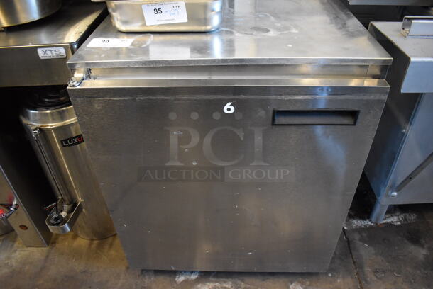 Delfield 406CA-DHL-DD1 Stainless Steel Commercial Single Door Undercounter Cooler on Commercial Casters. 115 Volts, 1 Phase. 27x28x32. Tested and Working!