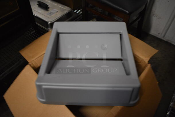 8 BRAND NEW IN BOX! Rubbermaid Gray Poly Trash Can Lids. 15x15x4.5. 8 Times Your Bid!