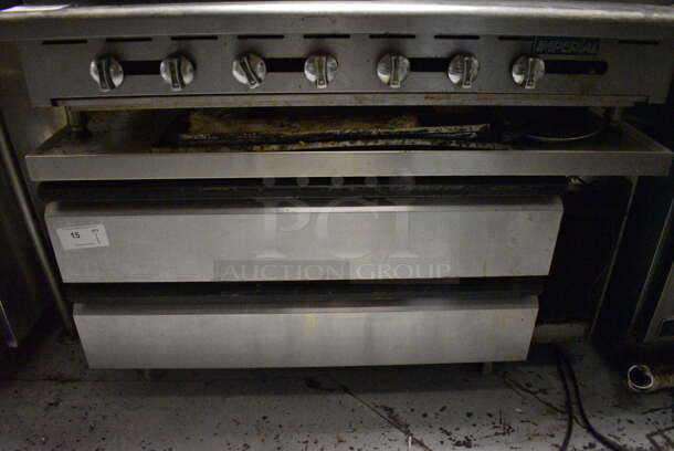 Stainless Steel Commercial 2 Drawer Chef Base on Commercial Casters. 50x31x26.5. BUYER MUST REMOVE. Item Was in Working Condition on Last Day of Business. (kitchen) - Image 1 of 4