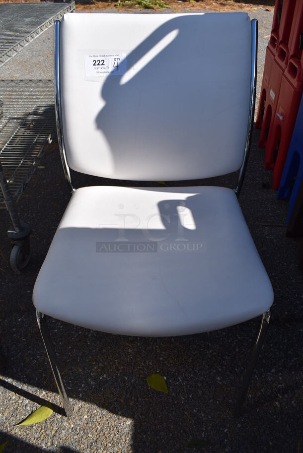 6 White Dining Height Chairs on Chrome Finish Frame. 20x20x35. 6 Times Your Bid! - Image 1 of 5