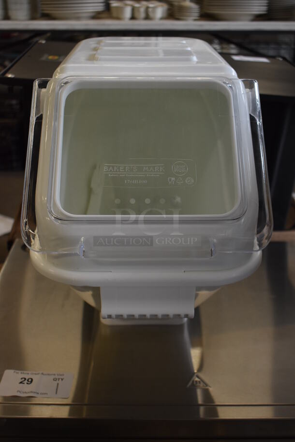 BRAND NEW IN BOX! Bakers Mark White and Clear Poly Ingredient Bin. 11x23x17  - Image 1 of 7