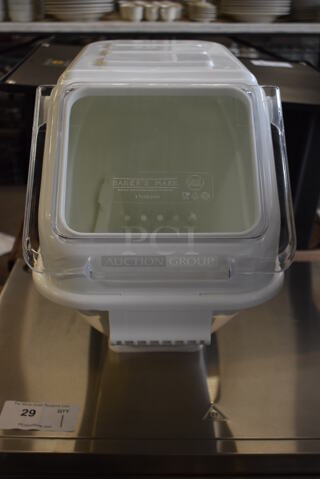 BRAND NEW IN BOX! Bakers Mark White and Clear Poly Ingredient Bin. 11x23x17 