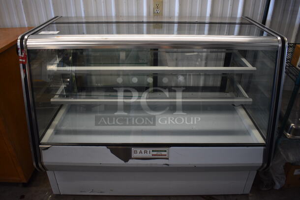 2021 Bari Cooltech Model CUST-54CB-D Stainless Steel Commercial Floor Style Dry Display Case Merchandiser. 120 Volts, 1 Phase. 54x32x43