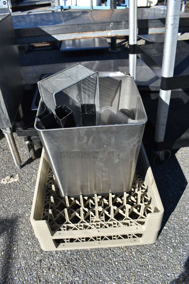 ALL ONE MONEY! Lot of Various Items Including Black Panels, Metal Trash Can and Poly Dish Caddies