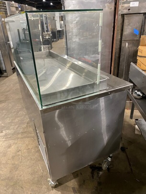 Commercial Refrigerated Food Serving Station Counter/ Cold Pan! With Sneeze Guard! Stainless Steel Body! On Casters! - Image 2 of 7