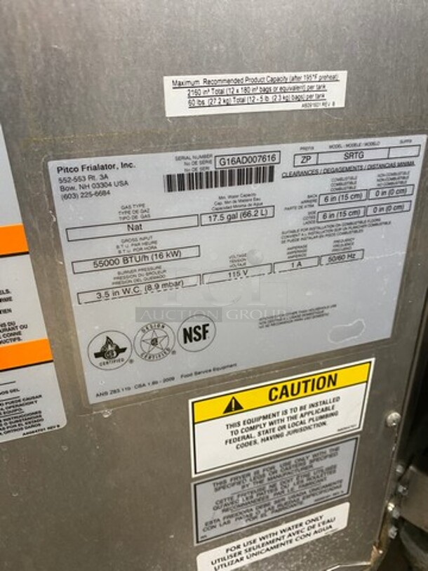 WOW! Pitco Commercial Natural Gas Powered 3 Bay Pasta Cooker! With Backsplash! All Stainless Steel! On Casters! Model: SRTG SN: G16AD007616 115V - Image 10 of 12