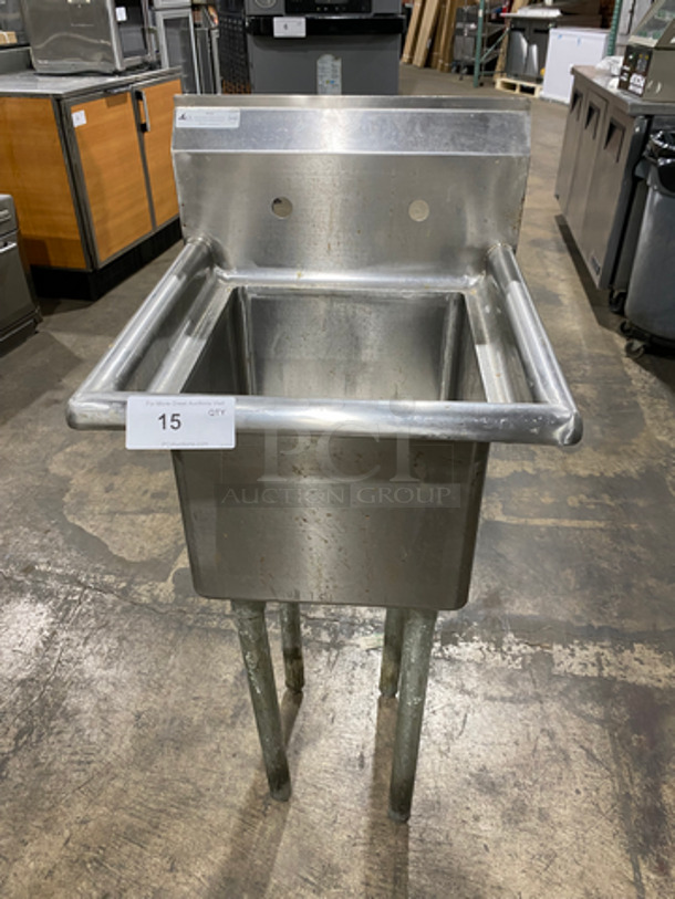 KCS Commercial Single Bay Drop In Sink! With Back Splash! Solid Stainless Steel! On Legs!