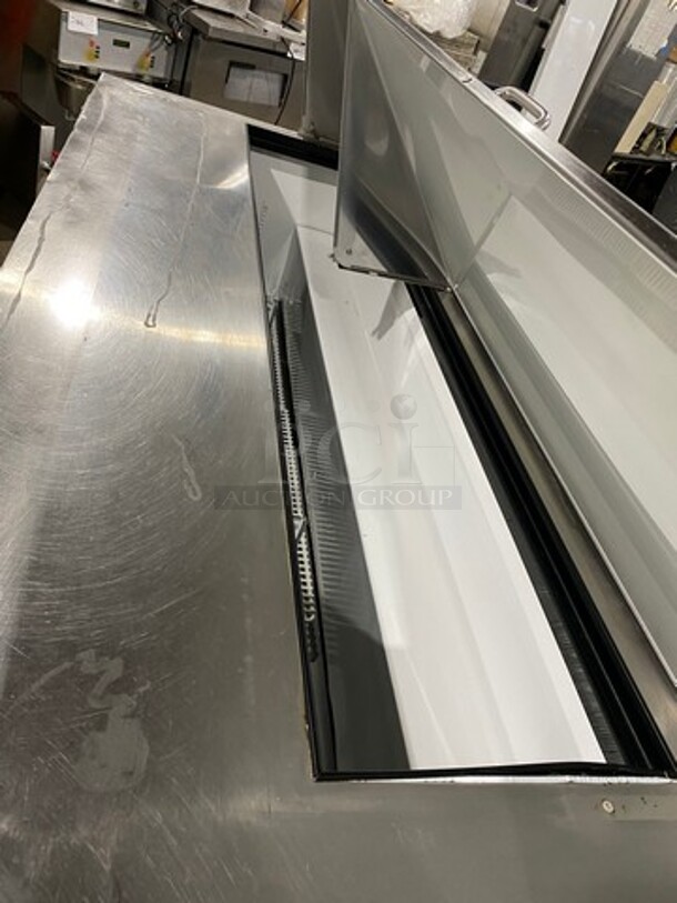 True Commercial Refrigerated Sandwich Prep Table! With 3 Door Storage Space Underneath! Poly Coated Racks! All Stainless Steel! On Casters! Model: TSSU7218 SN: 14477571! 115V 60HZ 1 Phase! - Image 8 of 9