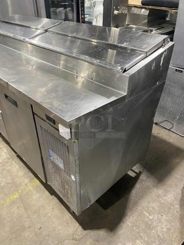Randell Commercial Refrigerated Pizza Prep Table! With 4 Drawer & Single Door Refrigerated Storage Space Underneath! All Stainless Steel! Model 8383N Serial W27312911! 115V 1Phase! On Casters! - Image 2 of 12