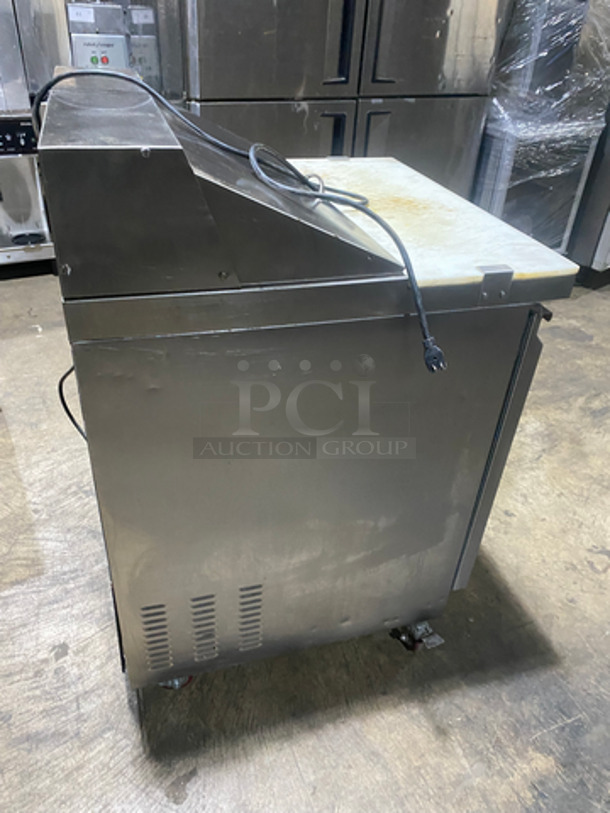 Maxx Cold Commercial Refrigerated Sandwich Prep Table! With Commercial Cutting Board! Single Door Storage Space Underneath! All Stainless Steel! On Casters! - Image 4 of 9
