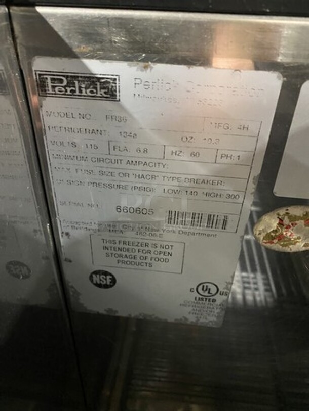 Perlick Refrigerated Glass Froster! Model FR36 Serial 660605! 115V 1 Phase! - Image 7 of 8