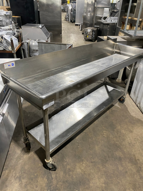 NICE! American Metal Commercial Dish/ Prep Wash Bin! With Back Splash! With Storage Space Underneath! Solid Stainless Steel! On Casters! - Image 2 of 12