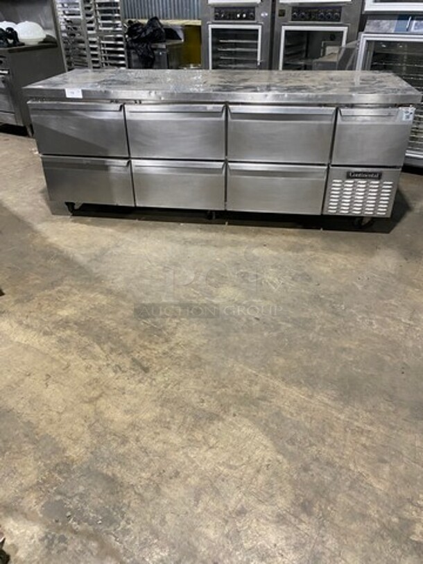 WOW! Continental Commercial Lowboy/ Worktop Cooler! With 7 Drawer Storage Space Underneath! All Stainless Steel! On Casters! Model: CRA93 SN: 15694892 115V 60HZ 1 Phase