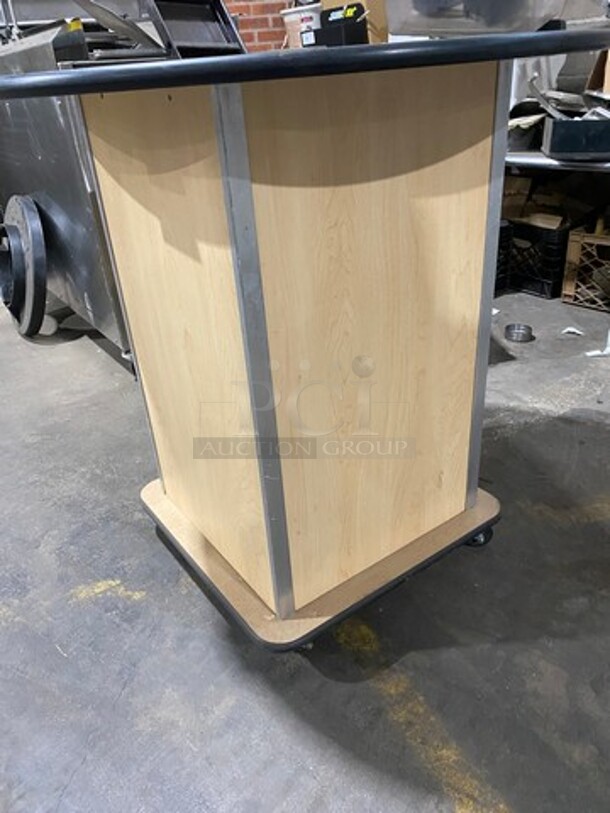 Wooden Work Top Table! With Podium Style Base! On Casters! - Image 4 of 5