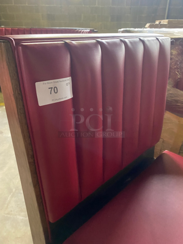 NEW! Single Sided Red Cushioned Booth Seat! With Wooden Outline! Perfect For Up Against The Wall! Can Be Connected To Any Of The Booths Listed! - Image 6 of 7