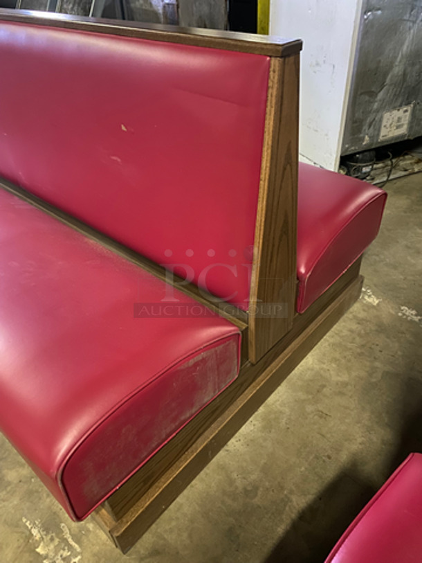 NEW! 2 Dual Sided Red Cushioned Booth Seats! With Wooden Outline! 2x Your Bid! - Image 2 of 7