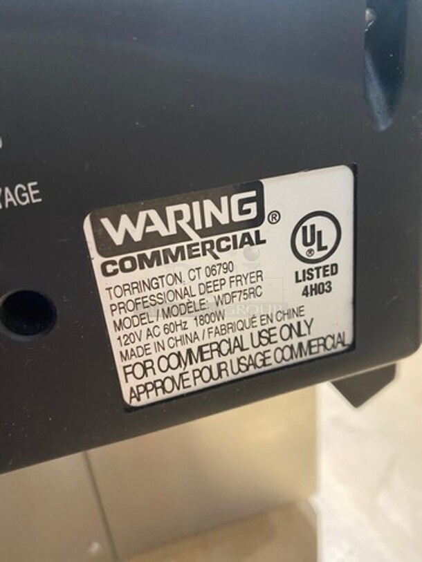 NICE! Waring Commercial Countertop Electric Powered Deep Fat Fryer! With Metal Frying Baskets! All Stainless Steel! Model: WDF75RC 120V - Image 5 of 9