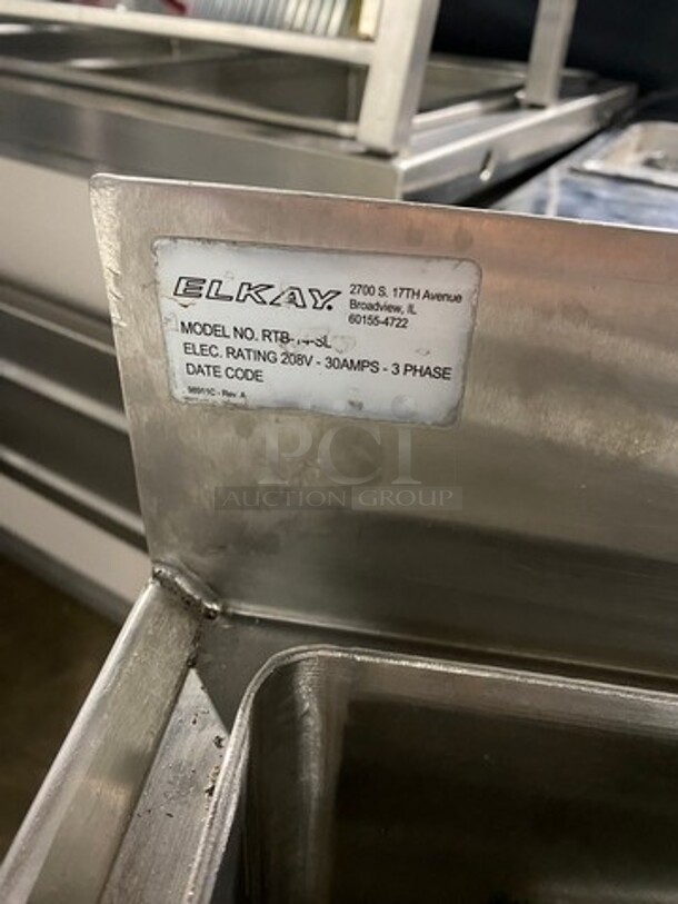 Elkay Commercial Pasta Cooker/ Rethermalizer! With Back Splash! All Stainless Steel! On Legs! WORKING WHEN REMOVED! Model: RTB14SL 208V 3 Phase - Image 10 of 12