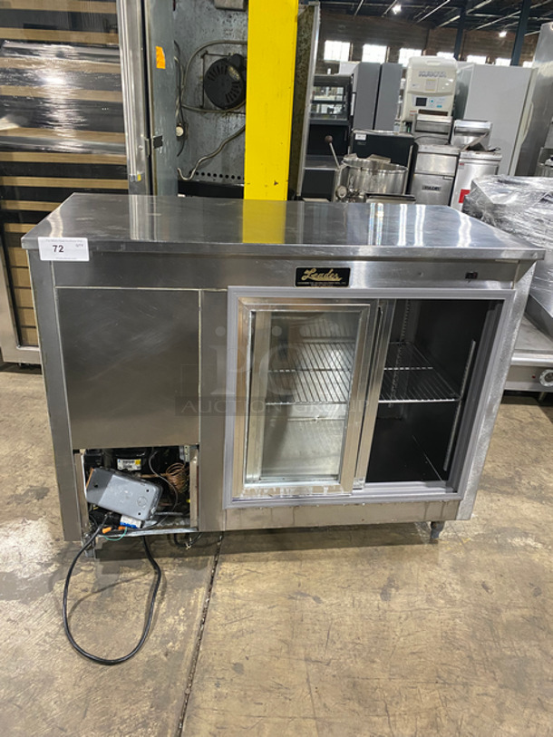 Leader Commercial 2 Sliding Door Back Bar Cooler! With View Through Doors! With Metal Rack! All Stainless Steel! On Legs!