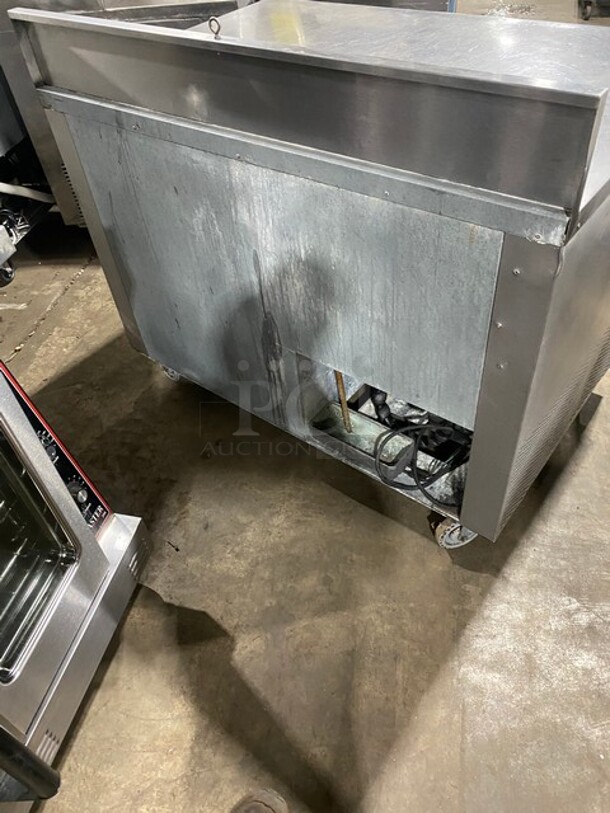 Custom Cool Commercial Work/Prep Table! With Backsplash! With Refrigerated 2 Door Underneath Storage! All Stainless Steel! On Casters! - Image 4 of 9