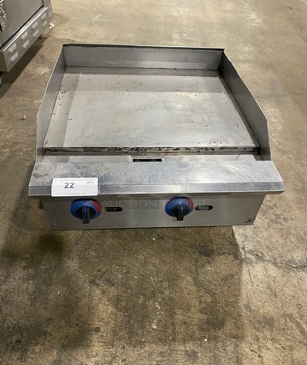 APW Commercial Countertop Natural Gas Powered Flat Top Griddle! With Back And Side Splashes! All Stainless Steel! On Small Legs! - Image 1 of 7