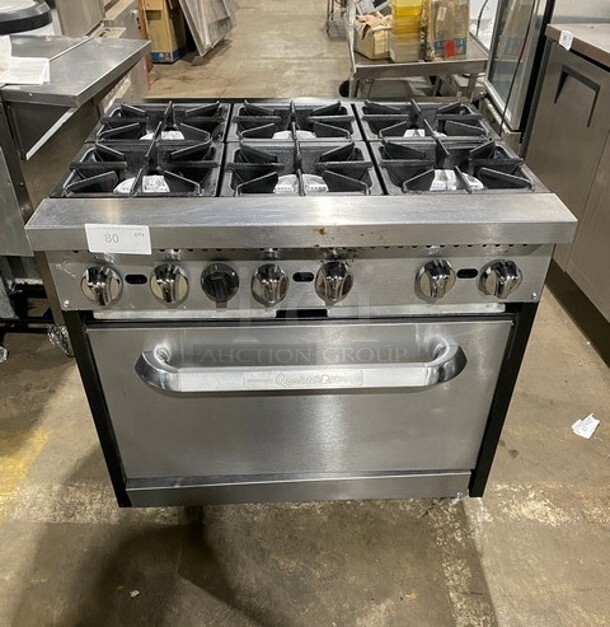 Qualite 6 Burner Natural Gas Powered Range! With Full Size Oven Underneath! All Stainless Steel! On Casters!